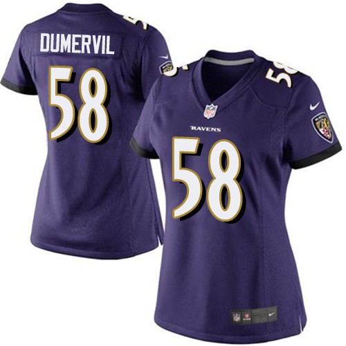 Women's Elite Elvis Dumervil Nike Jersey Purple Home - #58 NFL Baltimore Ravens